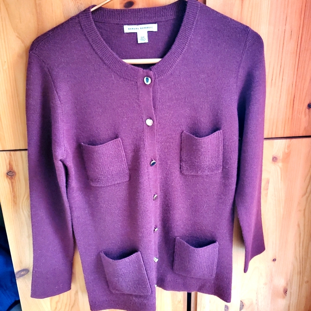 Banana Republic Women's Soft Cranberry Alpaca Blend Cardigan size Small